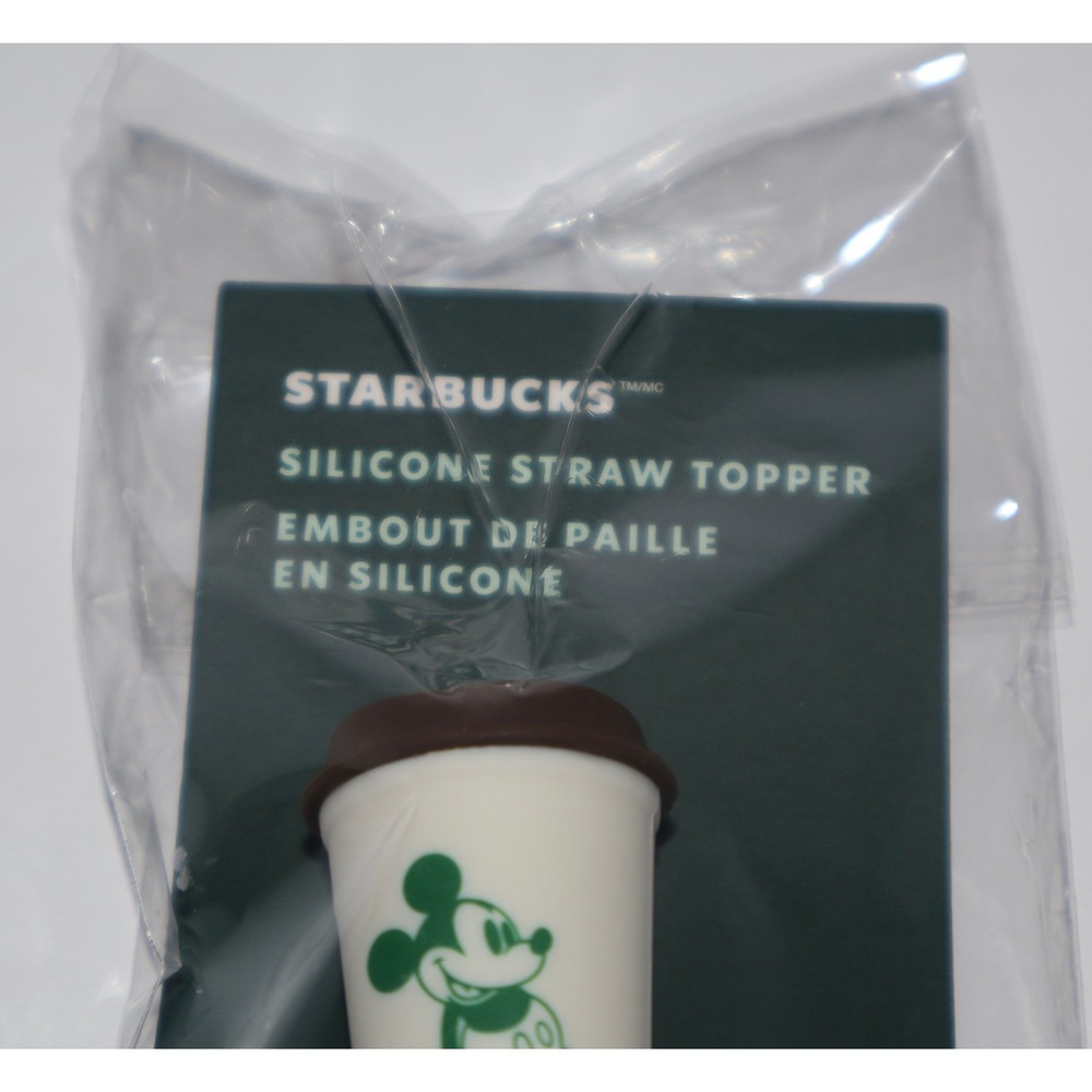 Starbucks Disney Parks Mickey Mouse Silicone Straw Topper Coffee Cup Cream Brown - Picture 4 of 9